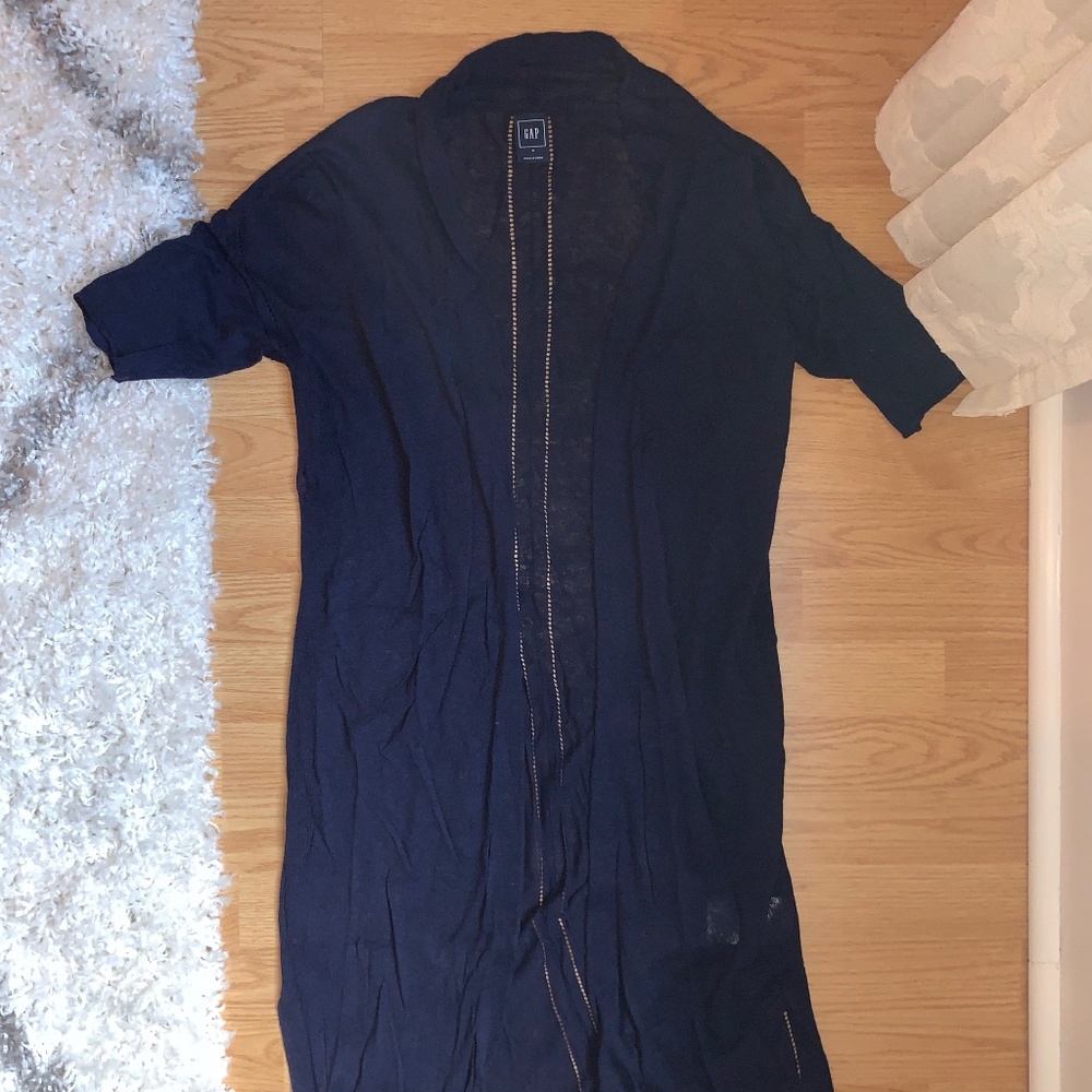 Navy Short Sleeve Duster